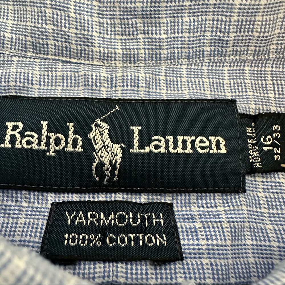 Ralph Lauren Yarmouth Blue White Button-Down Shirt Sz 16 (32/33) Preppy Classic - Picture 3 of 6